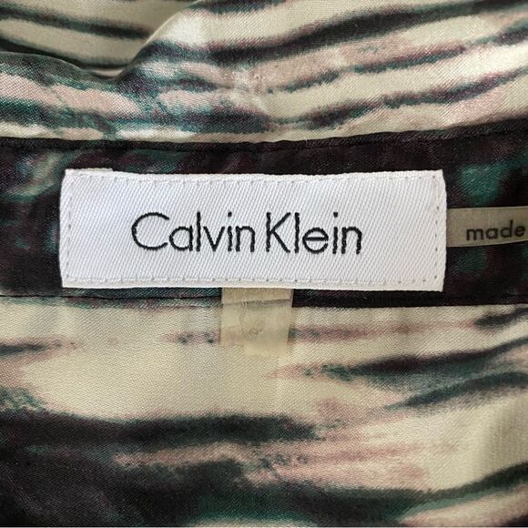 Calvin Klein Button Down Blouse Long Sleeve Abstract - Picture 12 of 14